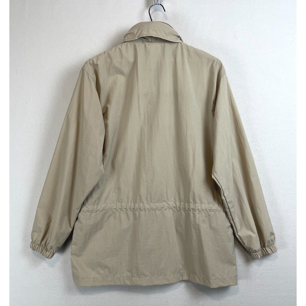 Northern Reflections Tan Floral Embroidered Nylon Windbreaker Jacket Medium - Picture 3 of 12